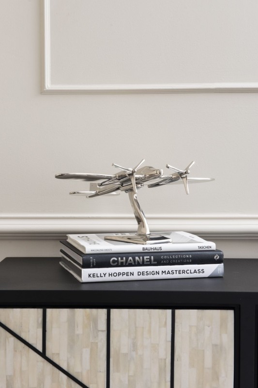 Plane Silver aeroplane sculpture 40 cm
