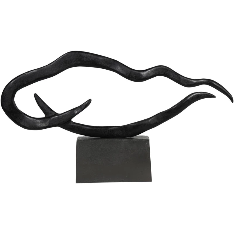 Waves black abstract sculpture 116 cm in aluminium