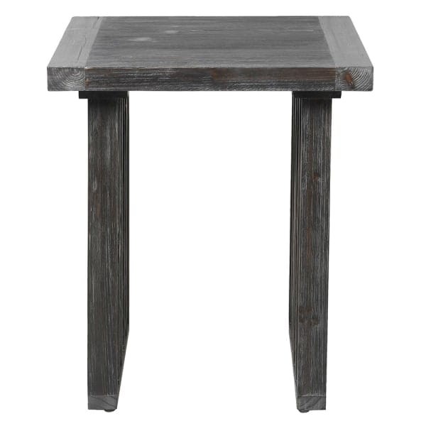 Black Side Table Bourne with 60 cm Square Spruce Top and Unique Base