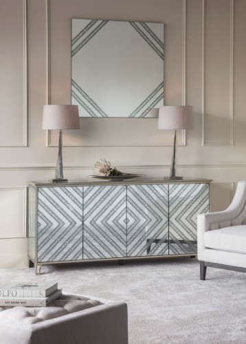 Mirrored sideboard buffet Muse 180 cm distressed mirror credenza