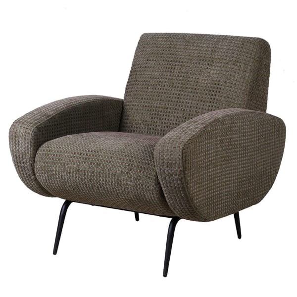 Designer Cambridge armchair in green and brown upholstery