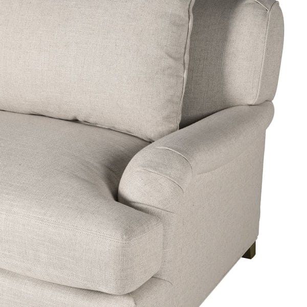 Light armchair with oak details and castor legs