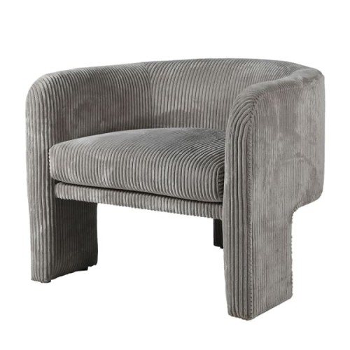 Contemporary Grey Corduroy Lounge Chair 