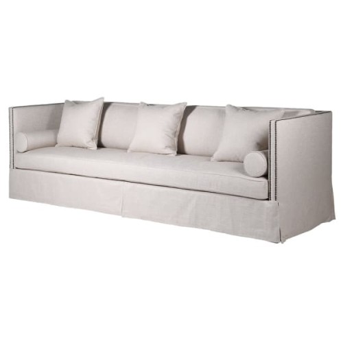 Spacious Light Orpington Linen Upholstered 273 cm Four-Seater Sofa