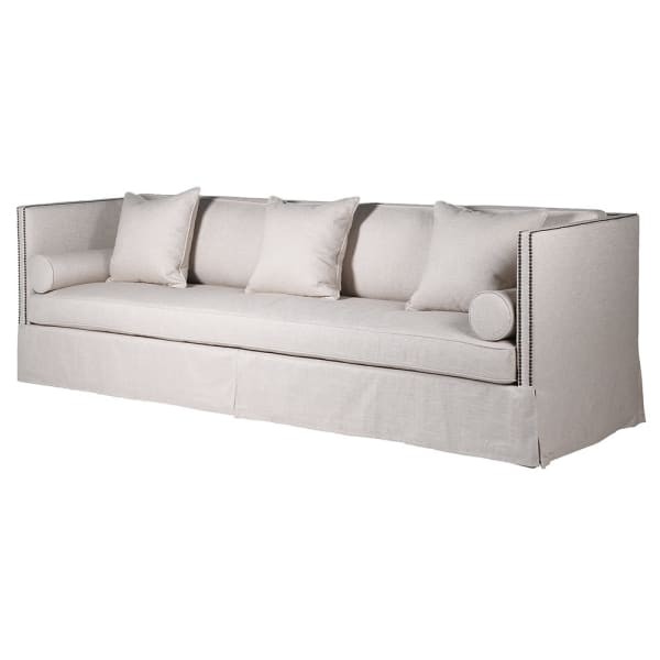 Spacious Light Orpington Linen Upholstered 273 cm Four-Seater Sofa