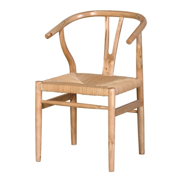 Farmhouse wishbone dining chair in light birch wood