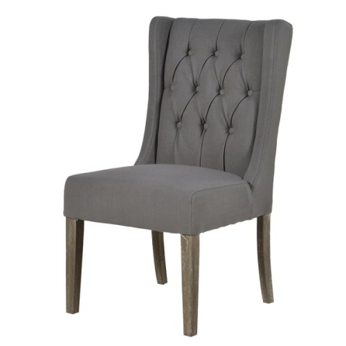 Eccleston Grey Dining Chair with Button-Tufted Upholstery