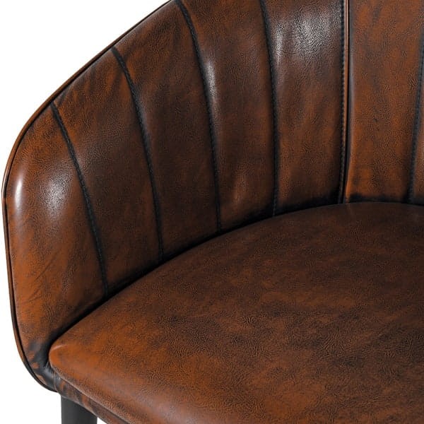 Chelsea Brown Faux Leather Chair with Black Steel Legs