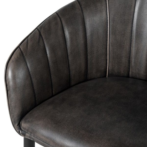 Chelsea Grey Faux Leather Chair with Black Steel Legs
