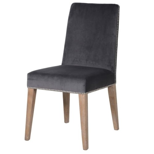 Eccleston Grey Velvet Dining Chair with Pale Ash Legs