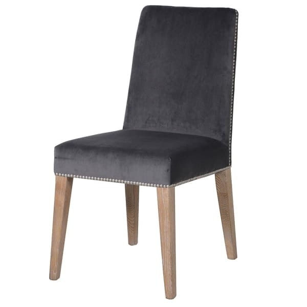 Eccleston grey velvet dining chair with pale ash legs