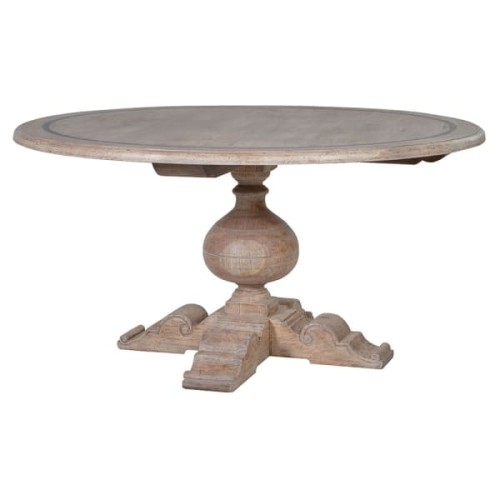 Imperium Round Dining Table 152 cm, Acacia Wood, Single Pedestal