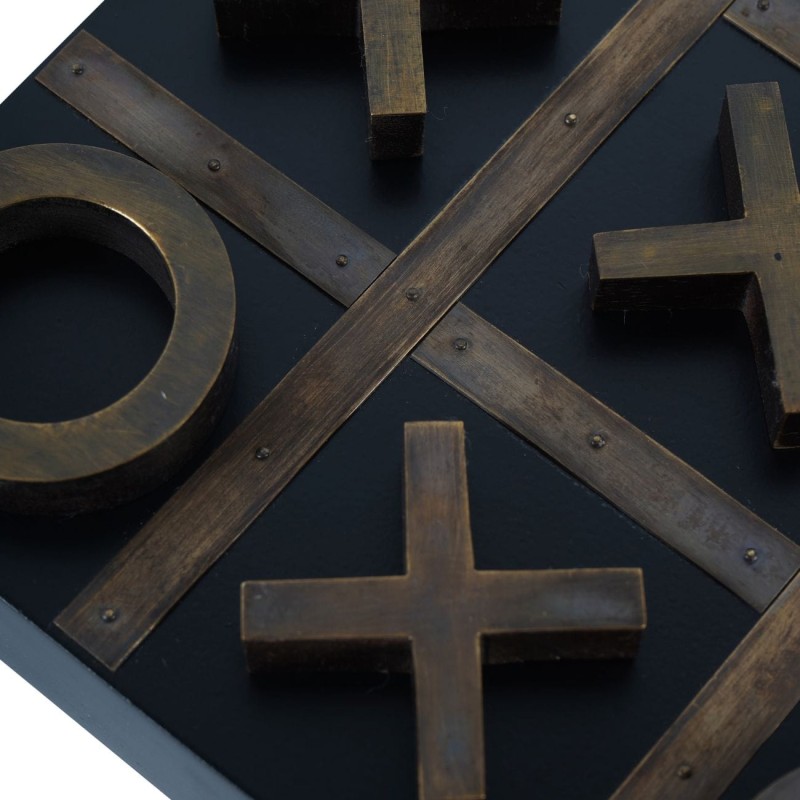 Wooden noughts and crosses game with brass details