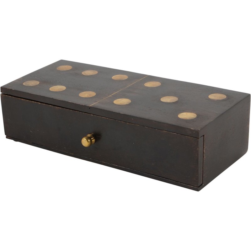Decorative 20 cm Brass Domino Game, embellished box, interior ornament, domino game