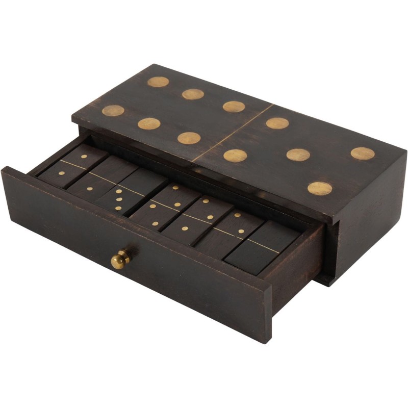 Decorative 20 cm Brass Domino Game, embellished box, interior ornament, domino game