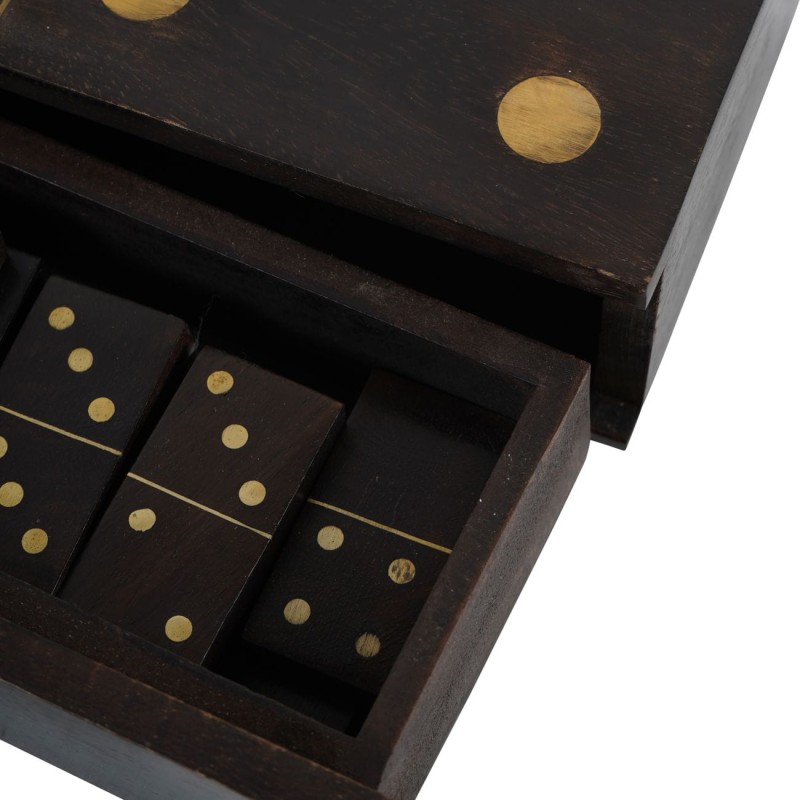Decorative 20 cm Brass Domino Game, embellished box, interior ornament, domino game