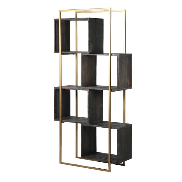 Finchley Cube reclaimed wood shelving unit, 195cm high