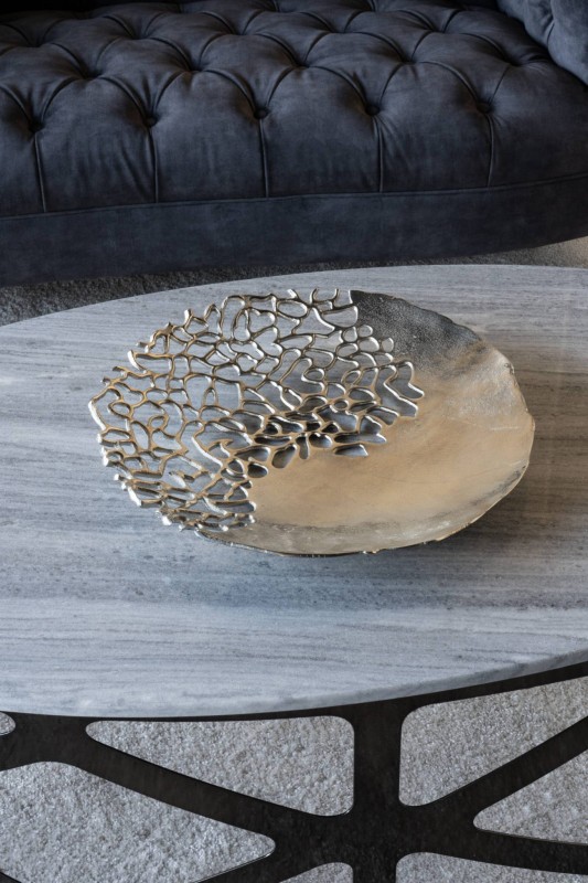 Chelsea Silver Aluminium Platter 40cm hand made open pattern