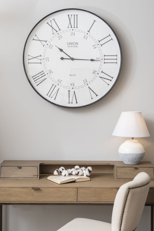 Telcon Round Wall Clock 80 cm glass dial grey frame