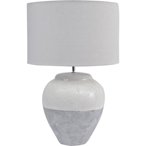 Caroline Grey L Table Lamp 77 cm – Porcelain Base with White Linen Shade