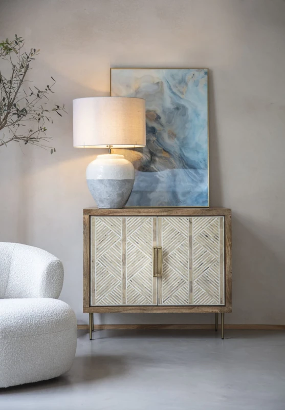Large white and grey porcelain table lamp