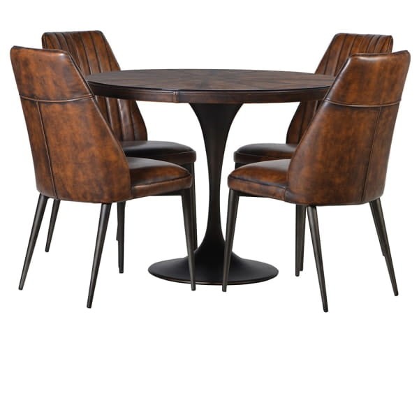 Brown Surrey Dining Chair faux brown leather black steel legs