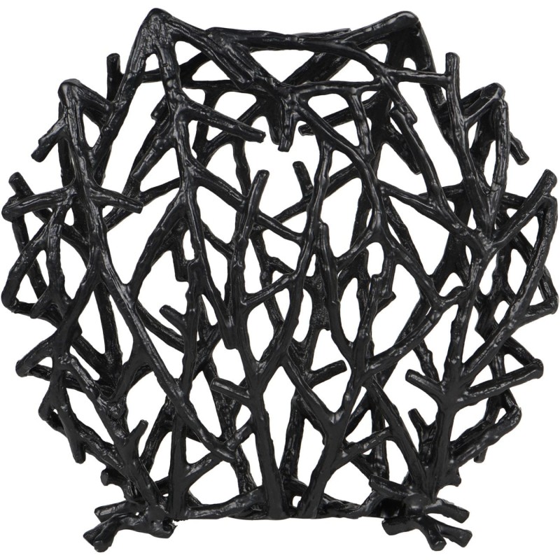 Round black decorative vase with sculptural form