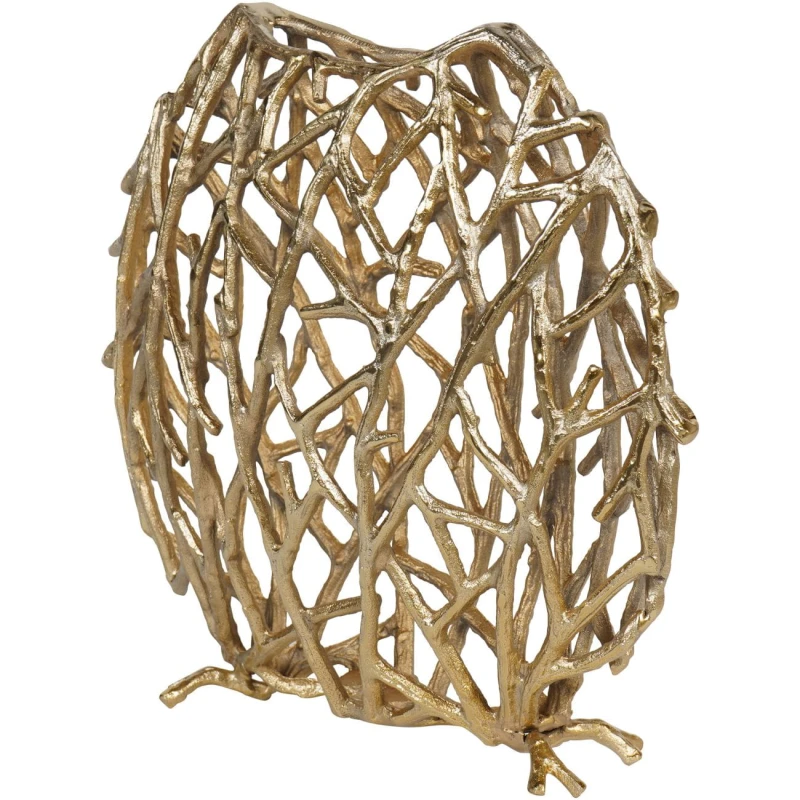 Openwork gold aluminium vase for a sideboard