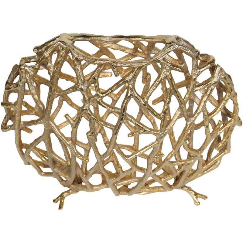 Round gold decorative vase with sculptural form