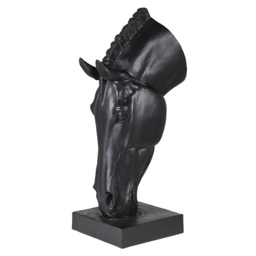 Black Horse Sculpture - 70 cm, Original Equine Head Statue