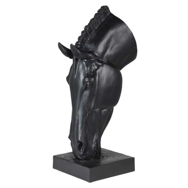 Black Horse head sculpture in a matt black finish
