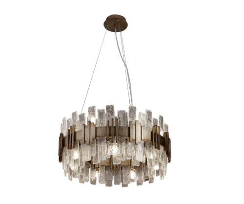 Saiph Chandelier 60 cm in Antique Gold Textured Glass