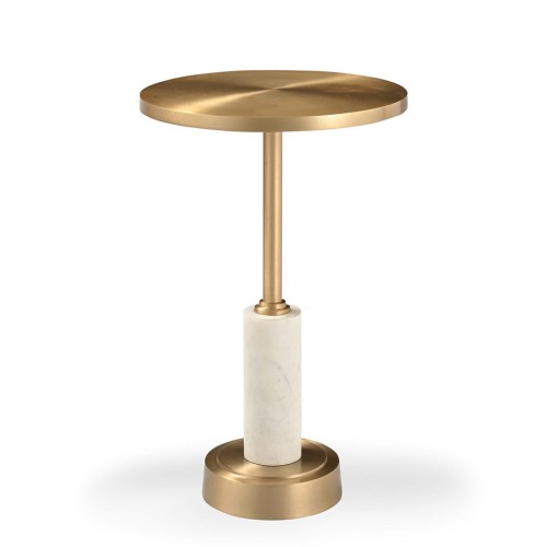 Erdre Gold Metal Side Table 55cm with Light Marble Base