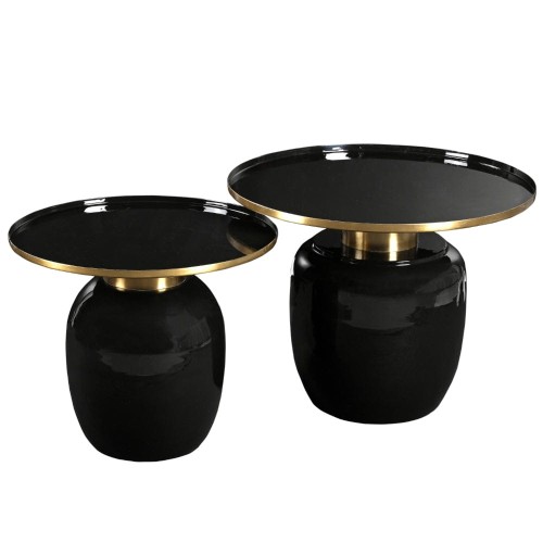 Penna Black and Gold Side Tables – Set of 2 Metal Side Tables