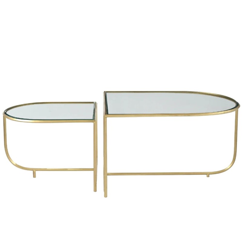 Gold Coffee Table: Two-Piece Glass Top with Gold Frame