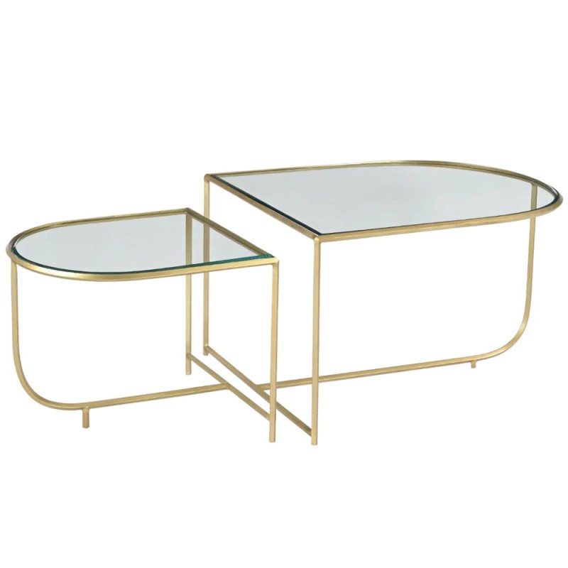 Larga Coffee Table: Two-Piece Glass Top with Gold Frame