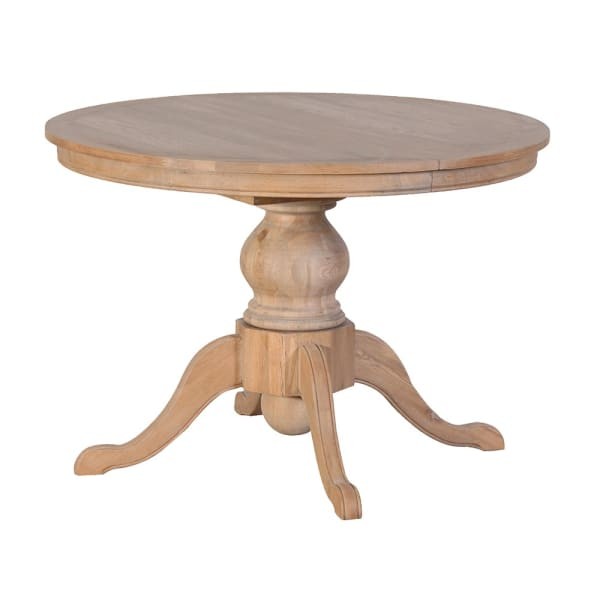Farmhouse Oak Round Extendable Dining Table - 110 cm, Single Leg