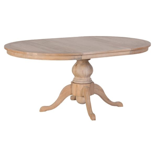 Farmhouse Oak Round Extendable Dining Table - 110 cm, Single Leg