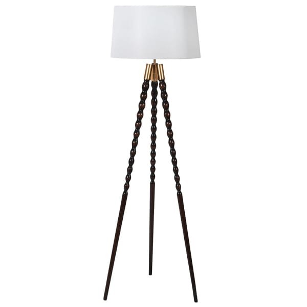 Paulownia Wooden Tripod Floor Lamp 160cm - White Linen Shade