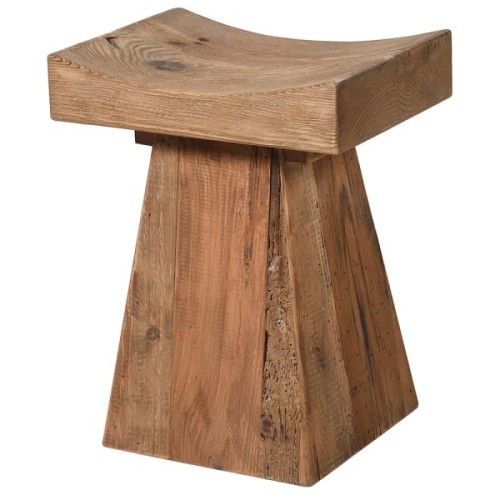 Japandi Reclaimed Wood Decorative Stool 45cm