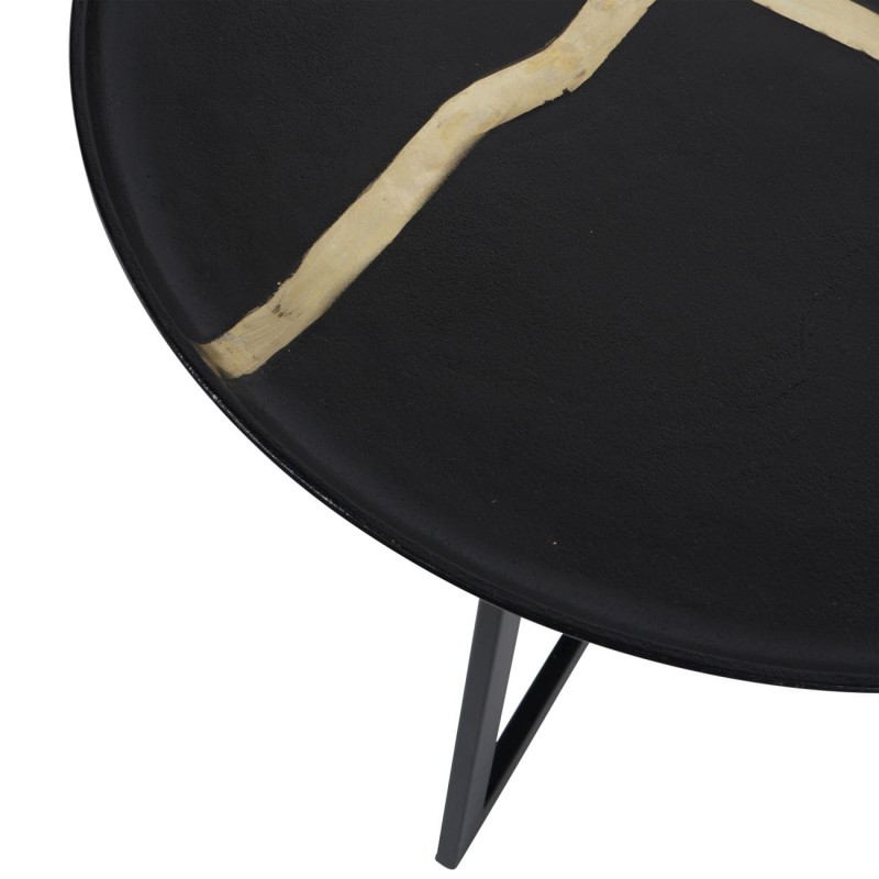 Misty Black Coffee Tables Set - 72 cm & 62 cm, Black Aluminium with Golden Details