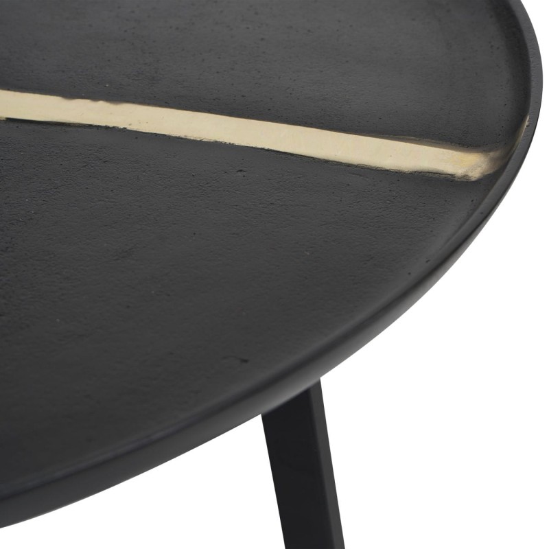 Misty Black Coffee Tables Set - 72 cm & 62 cm, Black Aluminium with Golden Details