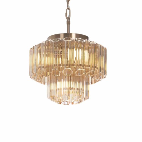 Nasser Golden Chandelier: 34 cm Diameter, Glass Panels, 150 cm Max Length