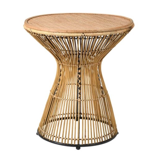 Toba Natural 62 cm Round Side Table with Rattan Woven Frame