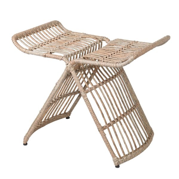 Toba Natural 50cm Chair Stool with Woven Rattan Frame