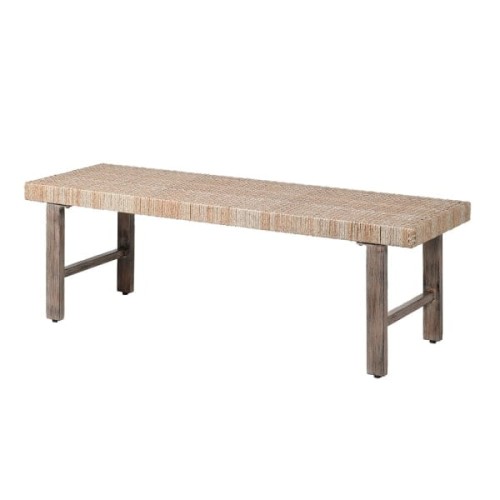 Toba Natural Woven Rattan Bench - 126 cm with Aluminium Frame