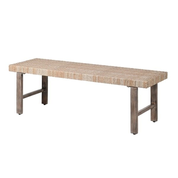 Natural rattan bench 126 cm with aluminium frame