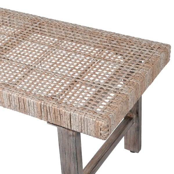 Toba Natural Woven Rattan Bench - 126 cm with Aluminium Frame