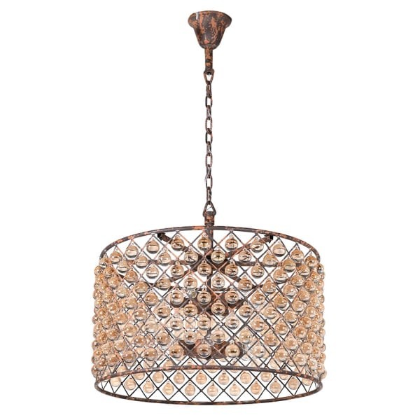 Royal Crystal Chandelier - 70x41 cm, Iron Frame with Amber Crystals