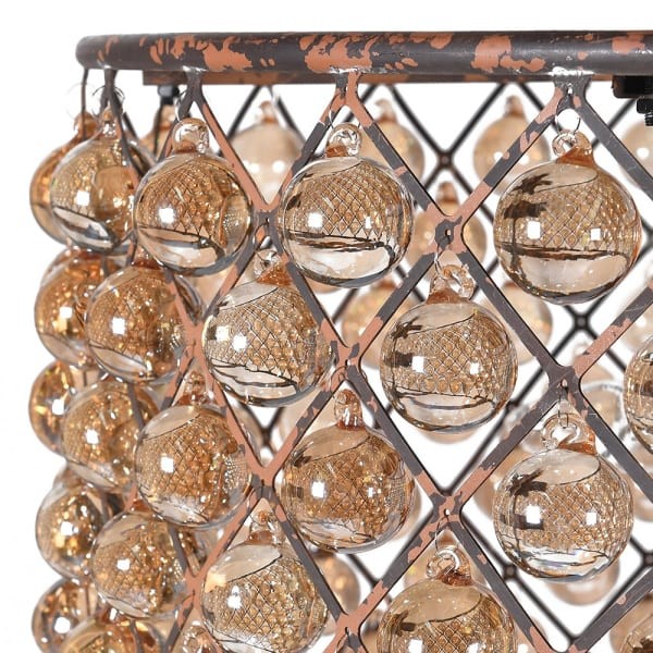 Royal Crystal Chandelier - 70x41 cm, Iron Frame with Amber Crystals